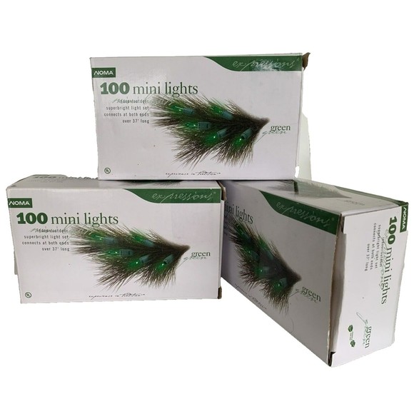 Noma Green Mini Lights String (3) 100 Count Boxes St Patrick's Super Bright T5 - Picture 6 of 10